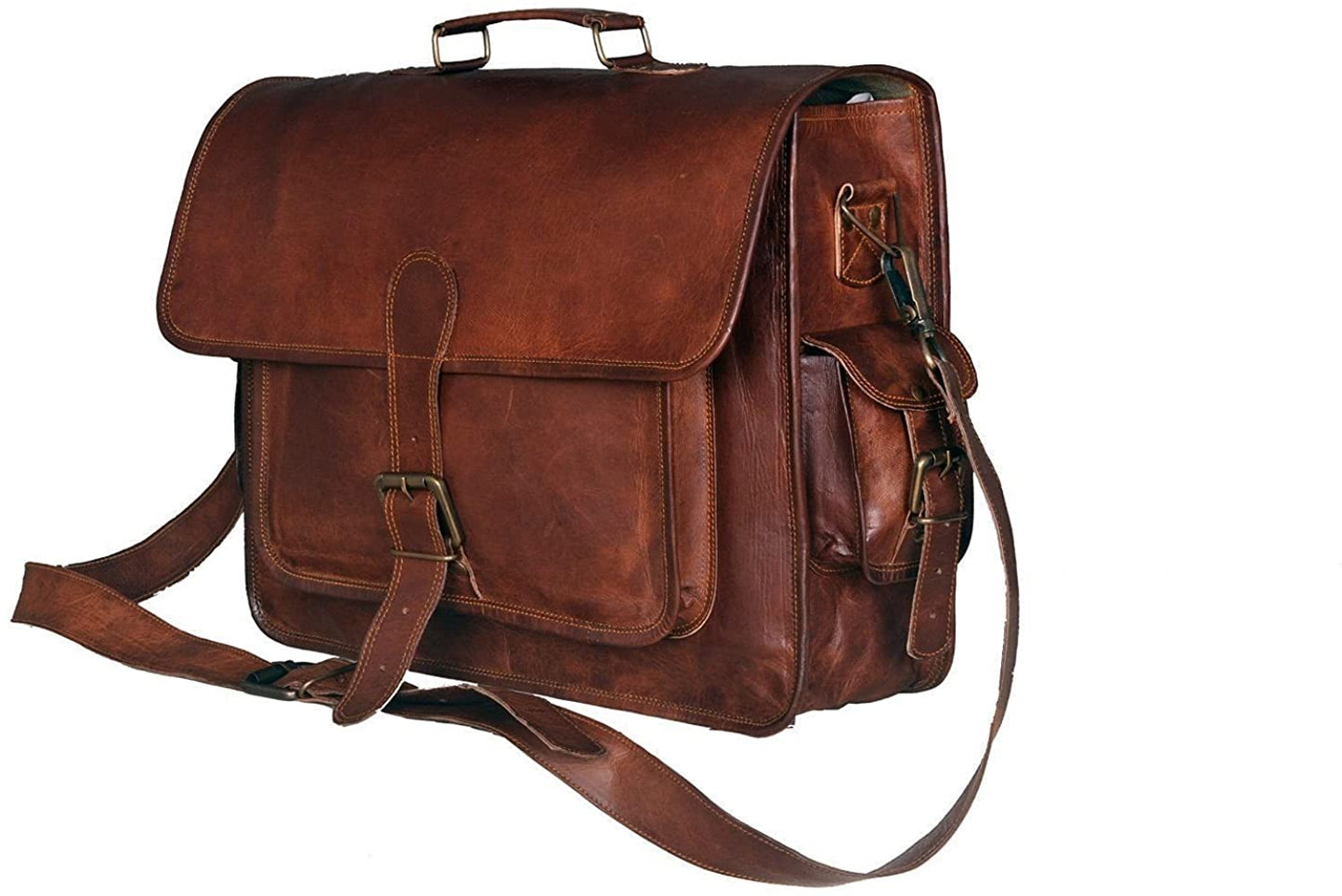 MEN LAPTOP HANDMADE VINTAGE LEATHER BRIEFCASE