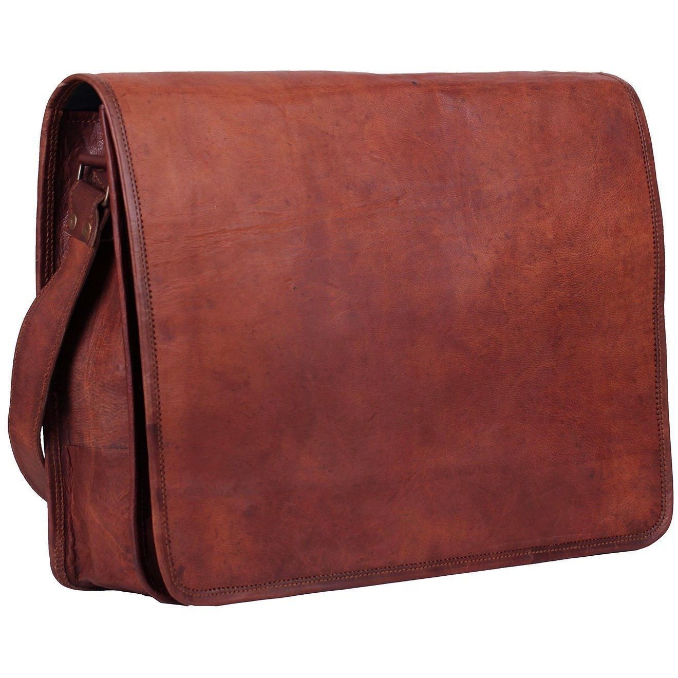 VINTAGE LEATHER MESSENGER SATCHEL BRIEFCASE BAG