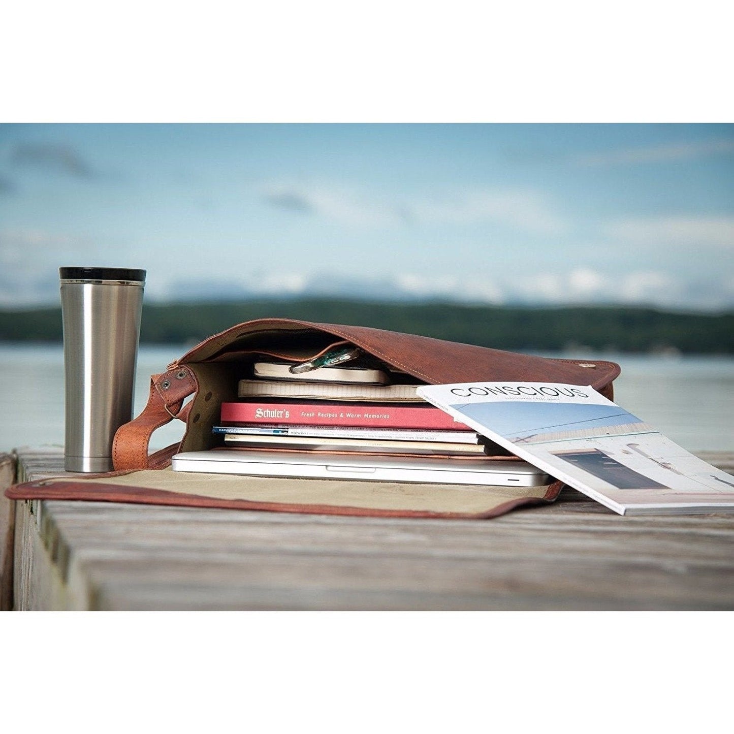 VINTAGE LEATHER MESSENGER SATCHEL BRIEFCASE BAG