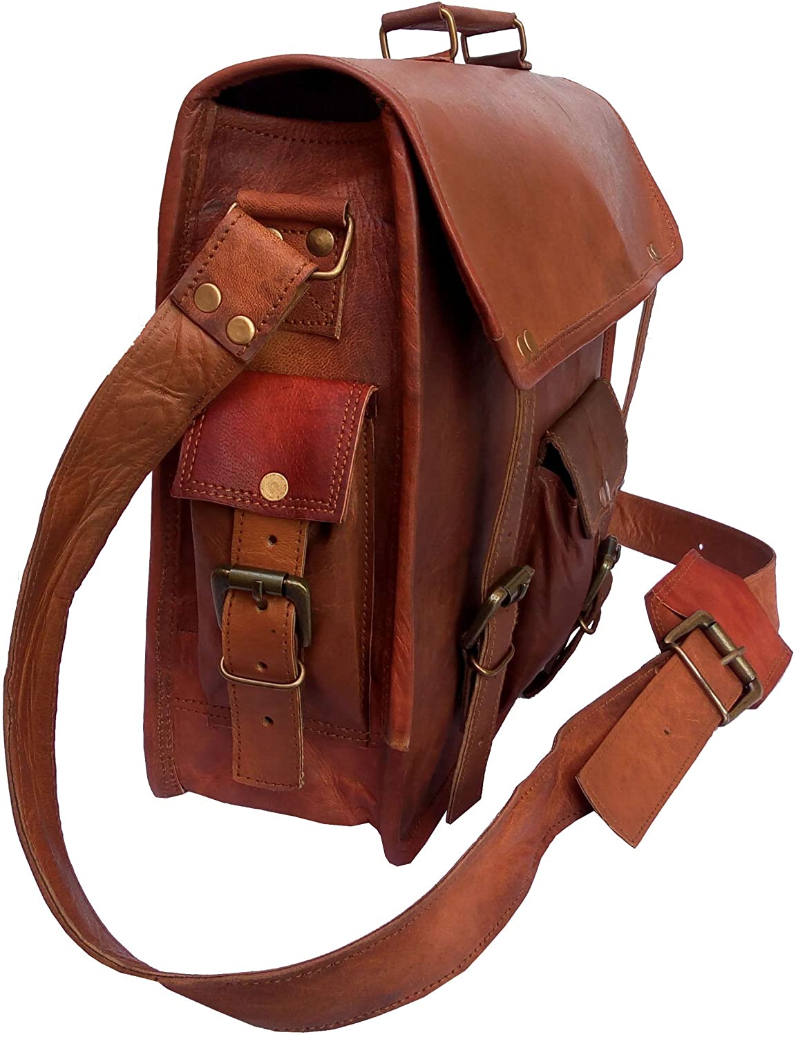 Leather messenger bags for laptop briefcase satchel