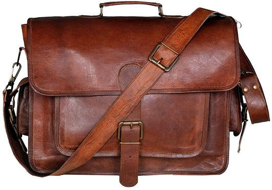 MEN LAPTOP HANDMADE VINTAGE LEATHER BRIEFCASE