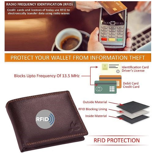 Brown Genuine Leather RFID  Wallet