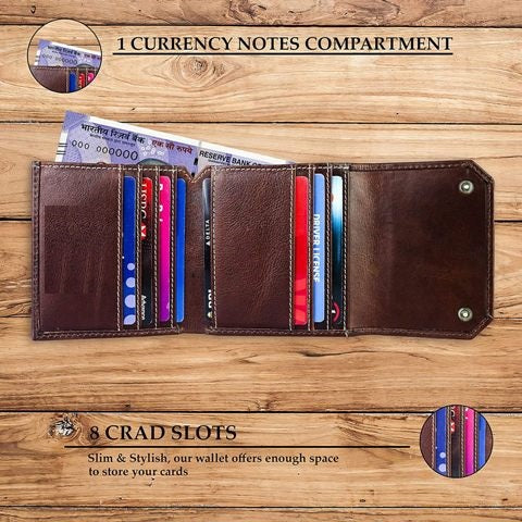 Brown Leather Unisex RFID Blocking Wallet