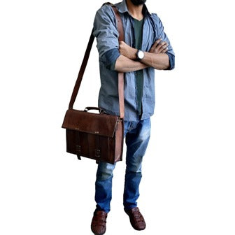 Classic Handcrafted Men’s Vintage Leather Briefcase