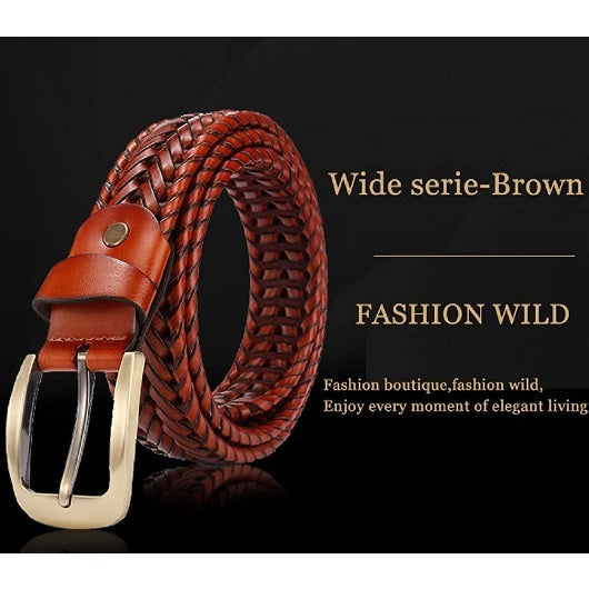 Genuine Leather Braided Belt For Men's