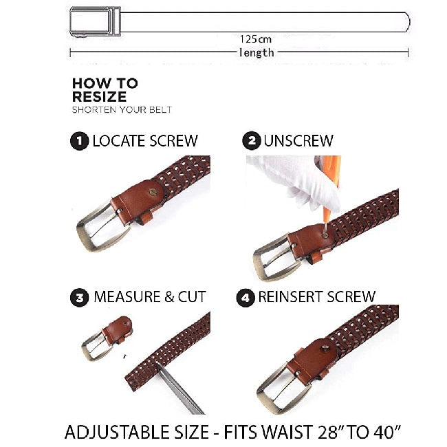 Genuine Leather Braided Belt For Men's