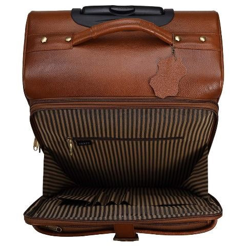 Genuine Leather Trolley Bag With Four Wheels