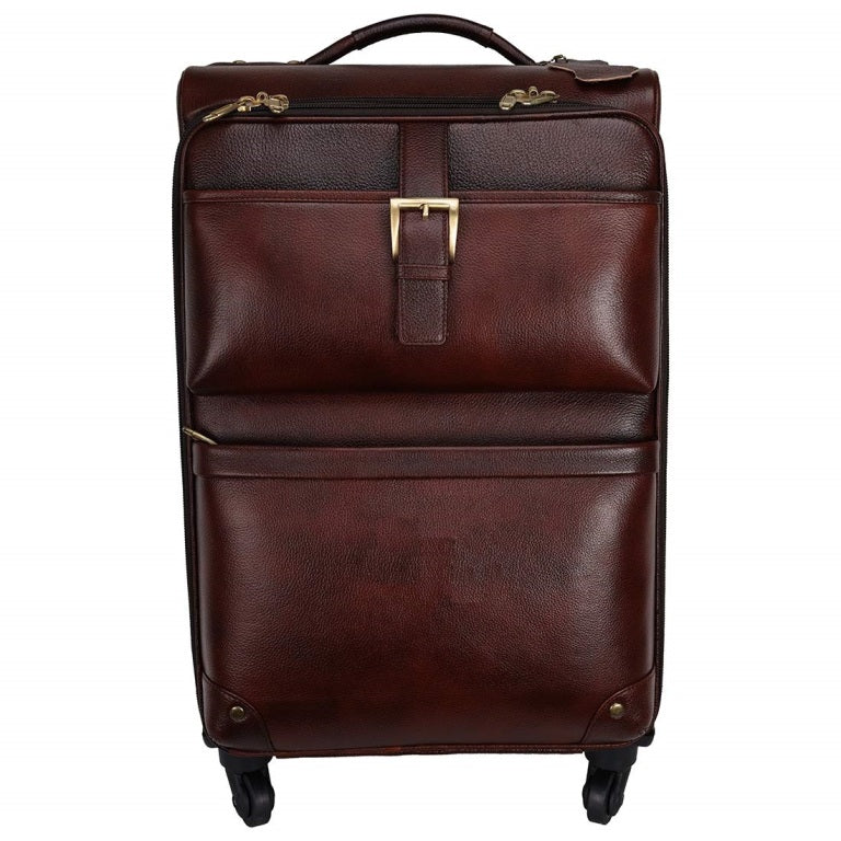 Genuine Leather Trolley Bag With Four Wheels
