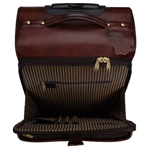 Genuine Leather Trolley Bag With Four Wheels