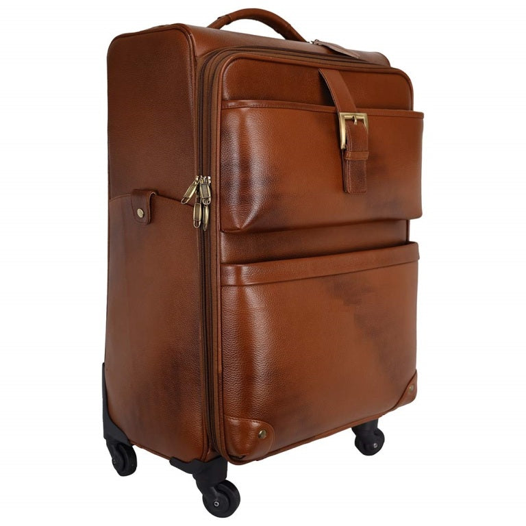 Genuine Leather Trolley Bag With Four Wheels
