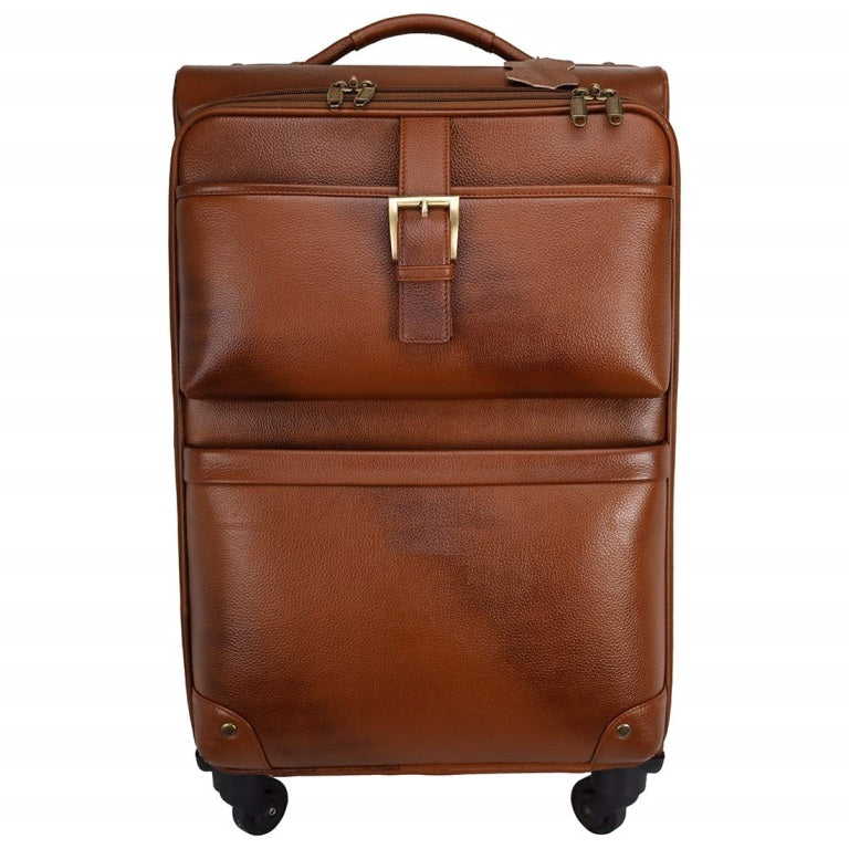Genuine Leather Trolley Bag With Four Wheels