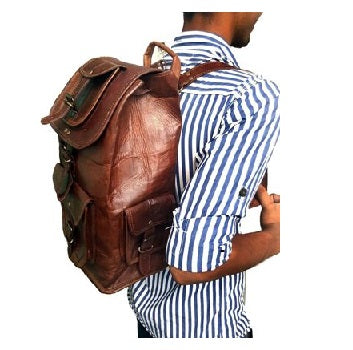 Genuine Leather backpack Travel Bag For Men's