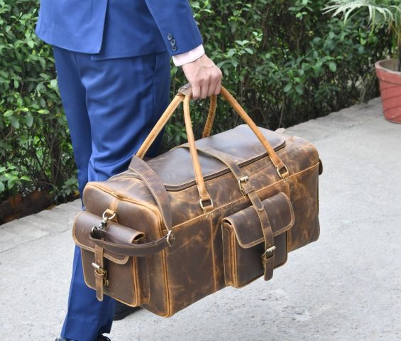 Genuine Vintage Full Grain Leather Duffle Bag