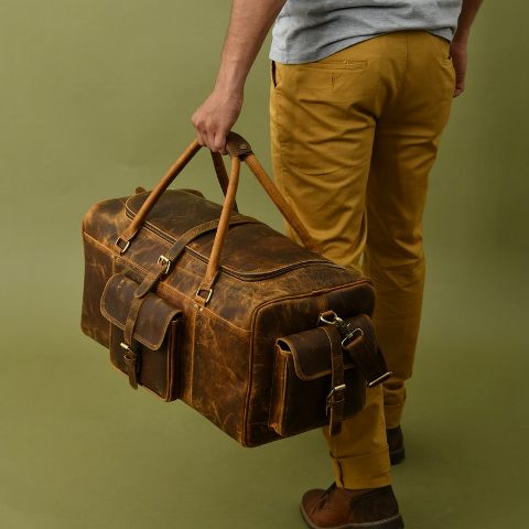Genuine Vintage Full Grain Leather Duffle Bag