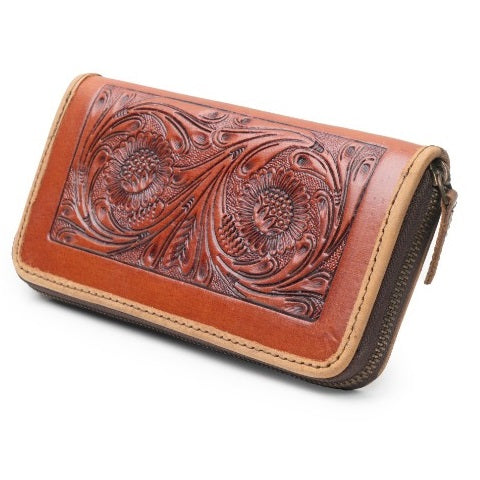 Handmade Women's Leather Tooled Clutch