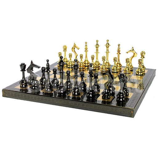 Handmade Brass Chessboard With Chess Pieces