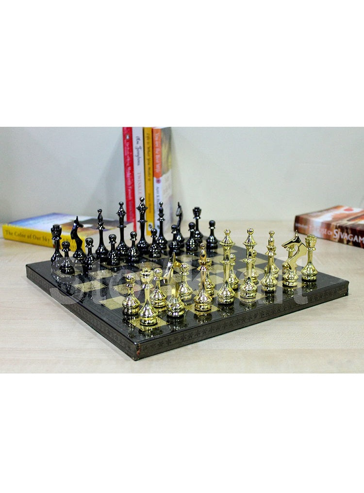 Handmade Brass Chessboard With Chess Pieces