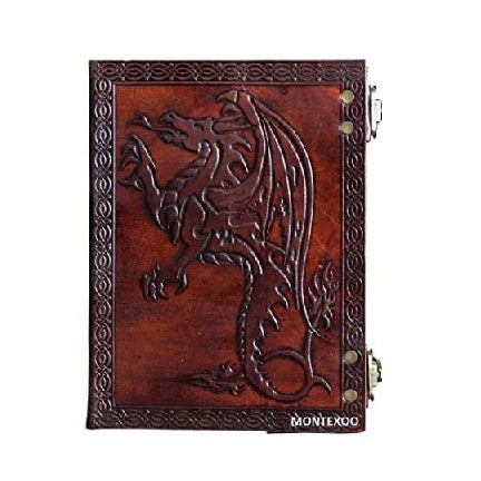 Handmade Leather Journal with Dragon 