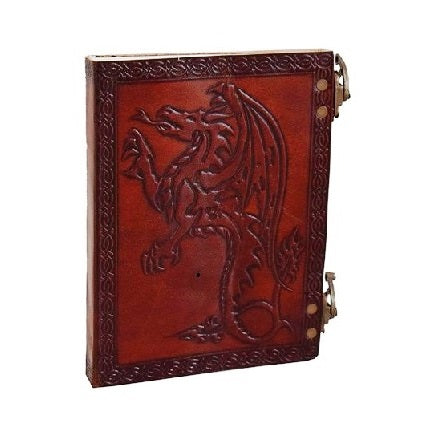Handmade Leather Journal with Dragon 