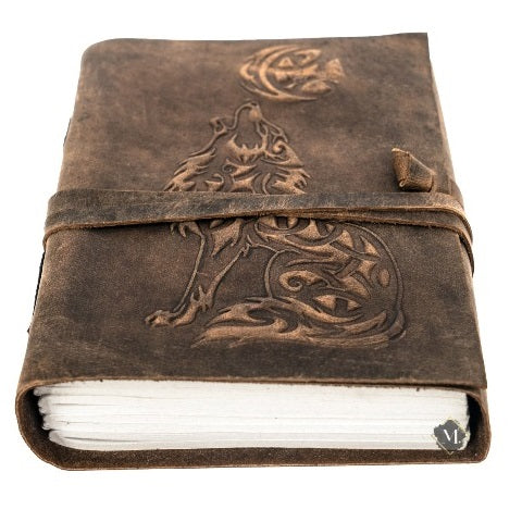 Handmade Leather Wolf Embossed Journal