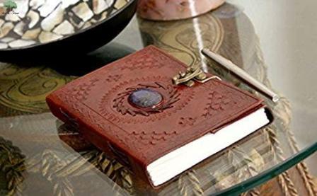 LEATHER JOURNAL WITH PRECIOUS STONE