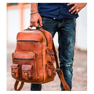 Large Leather backpack bag men's 
