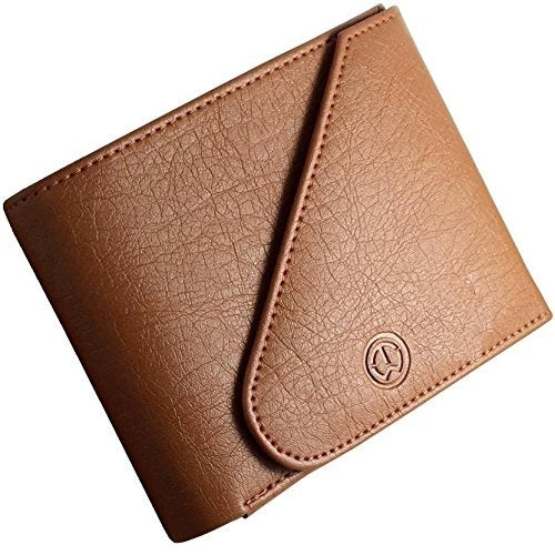 Leather Designer Wallet with Flap Closure