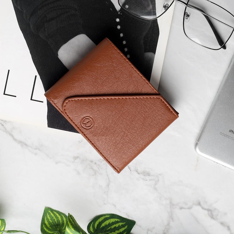 Leather Designer Wallet with Flap Closure