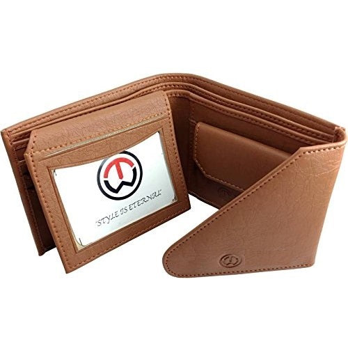 Leather Designer Wallet with Flap Closure