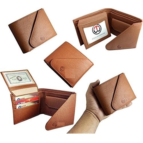 Leather Designer Wallet with Flap Closure