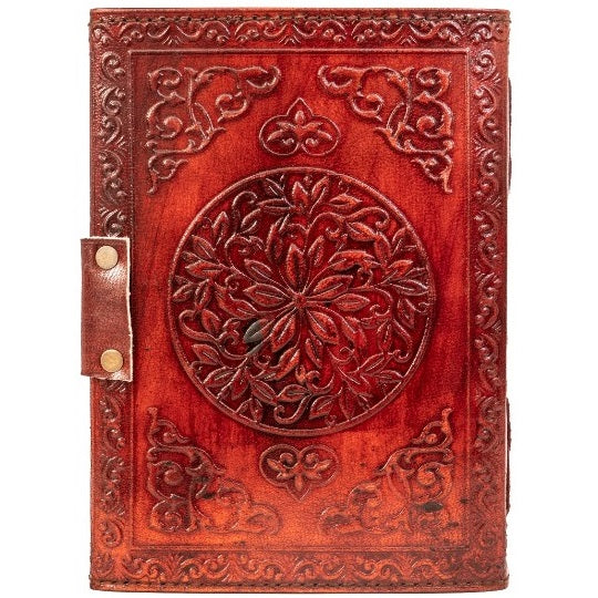 Leather Journal Double Moon With Blue Stone