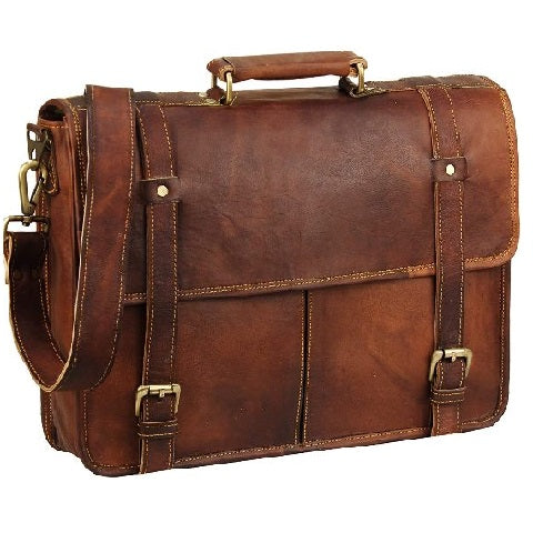 Leather Messenger Briefcase Shoulder Bag Men's