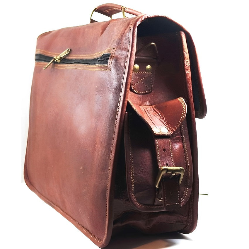 Leather Top Grain Briefcase Messenger Bag
