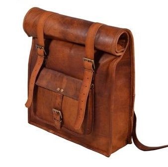 Leather Vintage Roll On Backpack