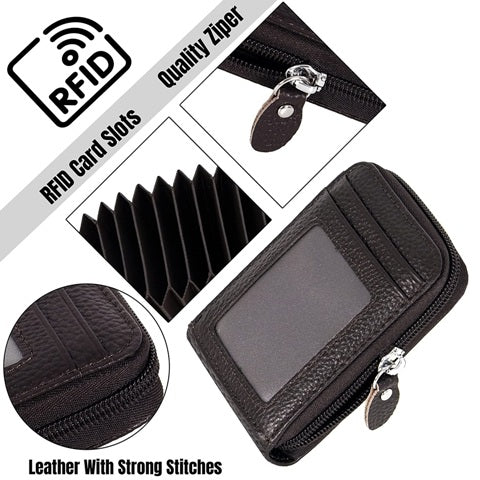 Leather Zipper Card Holder Money Wallet
