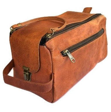Leather toiletry travel bag