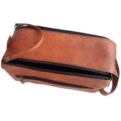 Leather toiletry travel bag