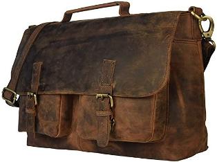 RETRO BUFFALO HUNTER LEATHER LAPTOP MESSENGER BAG