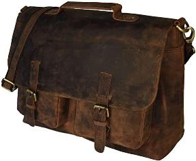 RETRO BUFFALO HUNTER LEATHER LAPTOP MESSENGER BAG