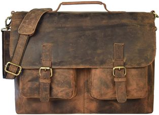 RETRO BUFFALO HUNTER LEATHER LAPTOP MESSENGER BAG