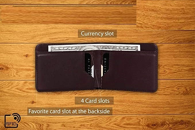 Slim Leather Wallet Men with RFID Protection