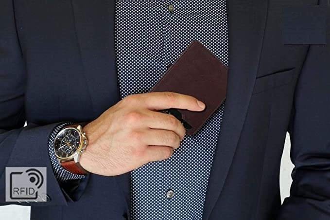 Slim Leather Wallet Men with RFID Protection