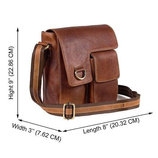Unisex Vintage Leather Messenger Slings Bag Brown