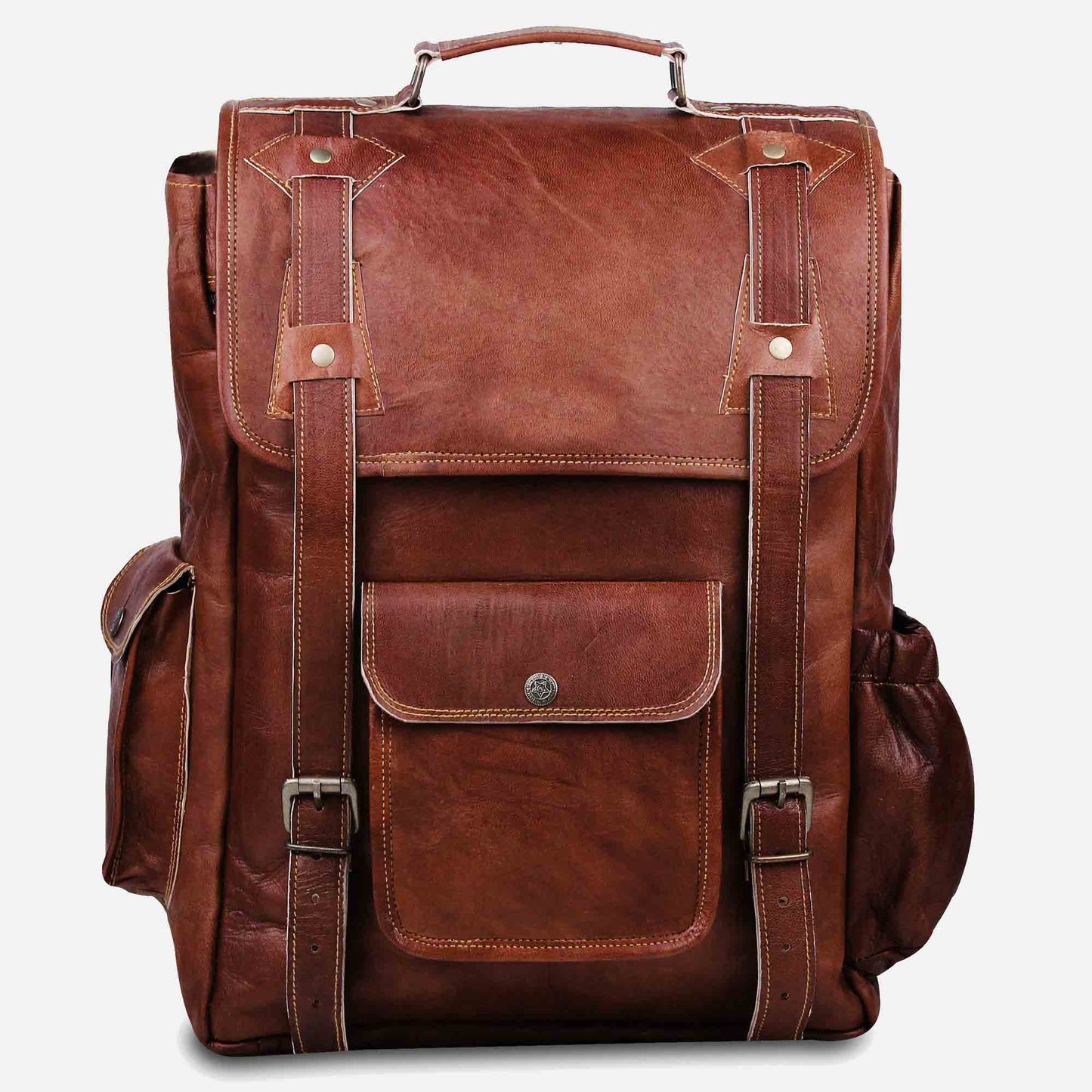 VINTAGE LEATHER BACKPACK SHOULDER LAPTOP BAG MEN WOMEN