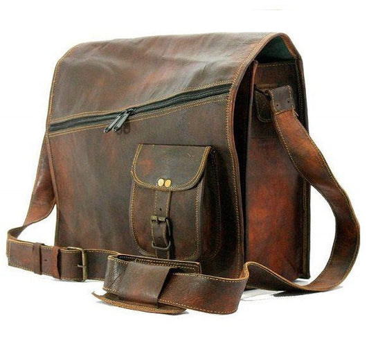 VINTAGE BROWN LEATHER MESSENGER BAG FOR MEN