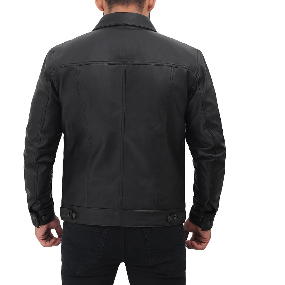 Vintage Lambskin Leather Jacket - Black
