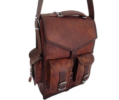 Vintage Leather Backpack Messenger Bag