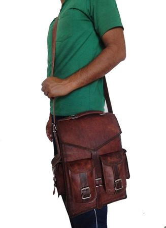Vintage Leather Backpack Messenger Bag