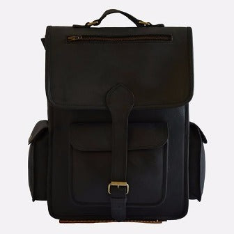 Vintage Leather Backpack bag men's Black