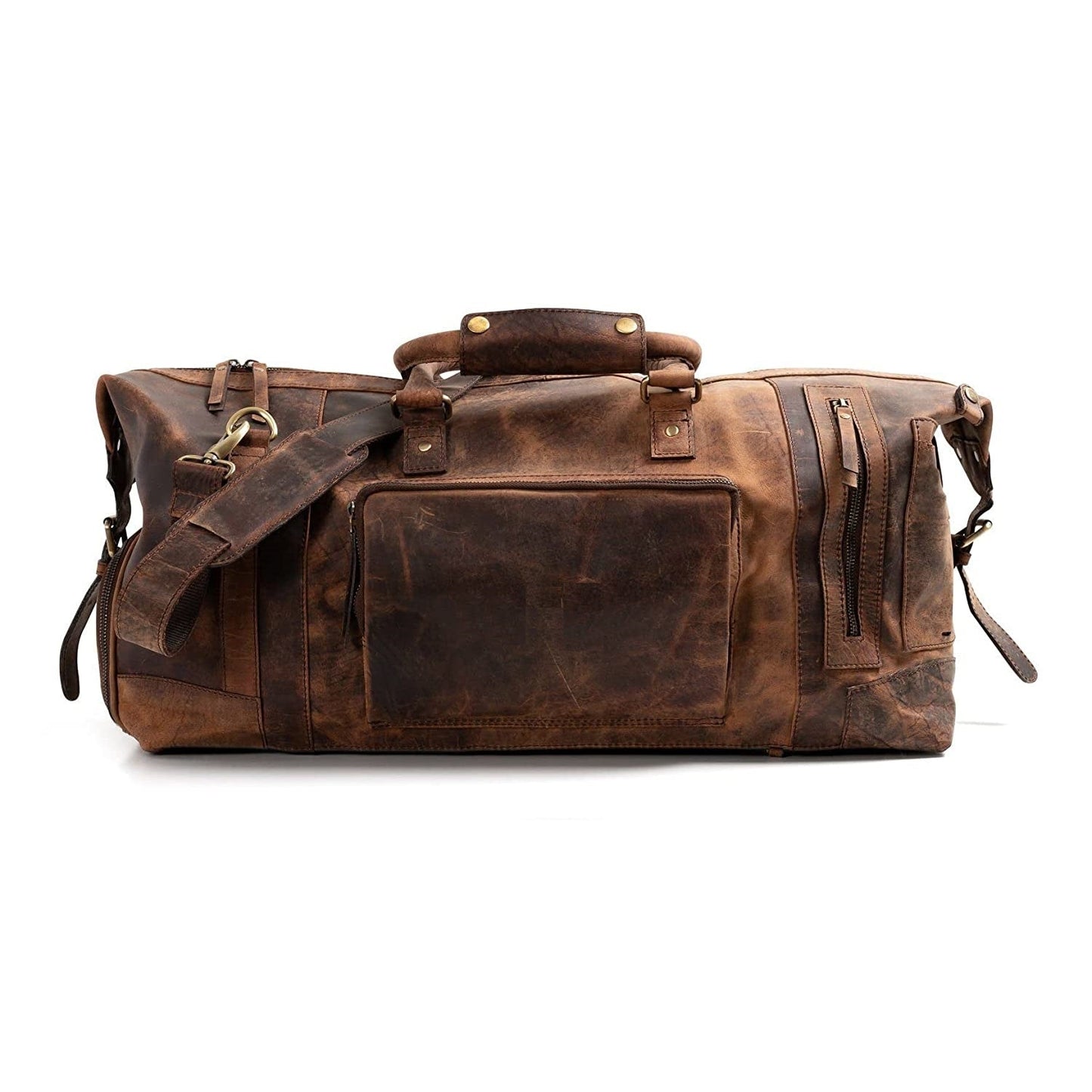 Vintage Leather Classic Elegant Weekender Duffle Bag